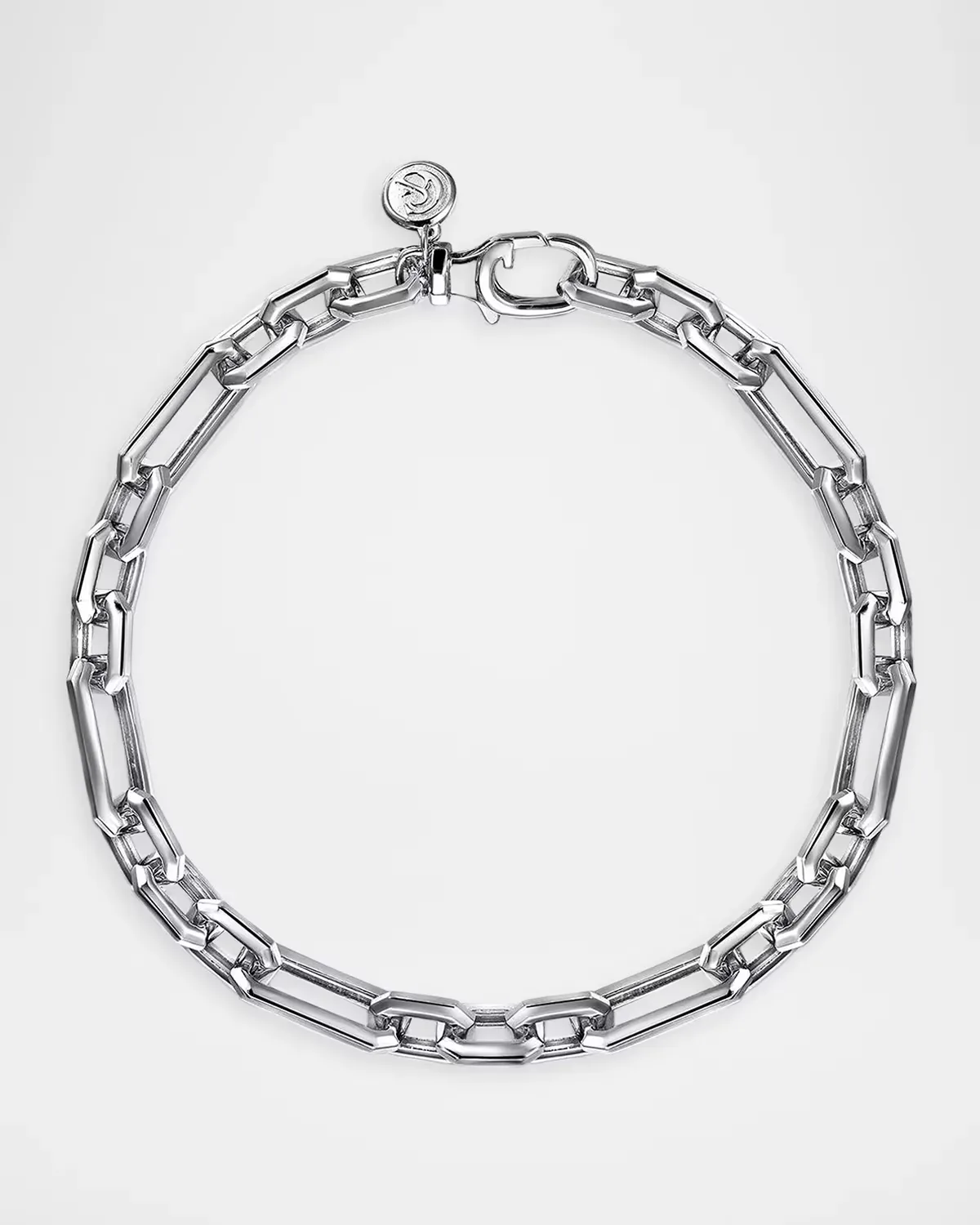 925 Sterling Silver 6.5mm Hollow Figaro Link Chain Bracelet by Gabriel