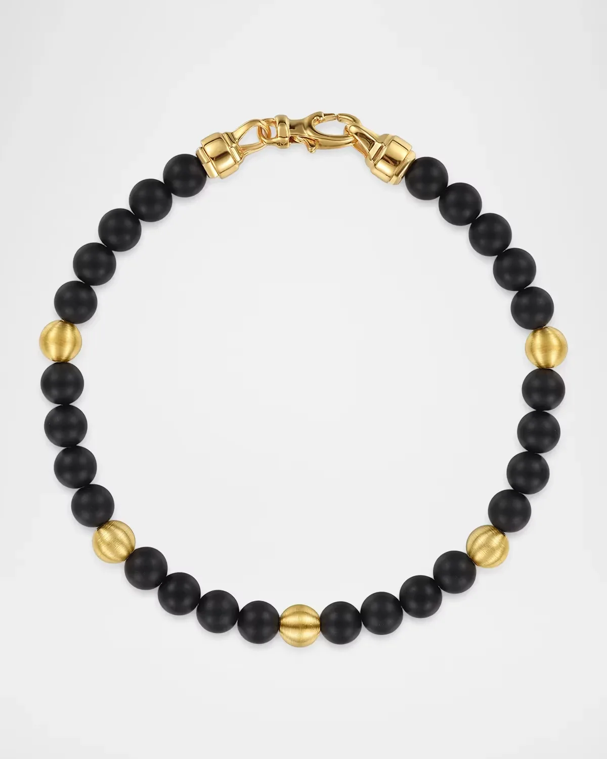 14K Yellow Gold 6mm Black Titanium Sandblast Beaded Bracelet by Gabriel