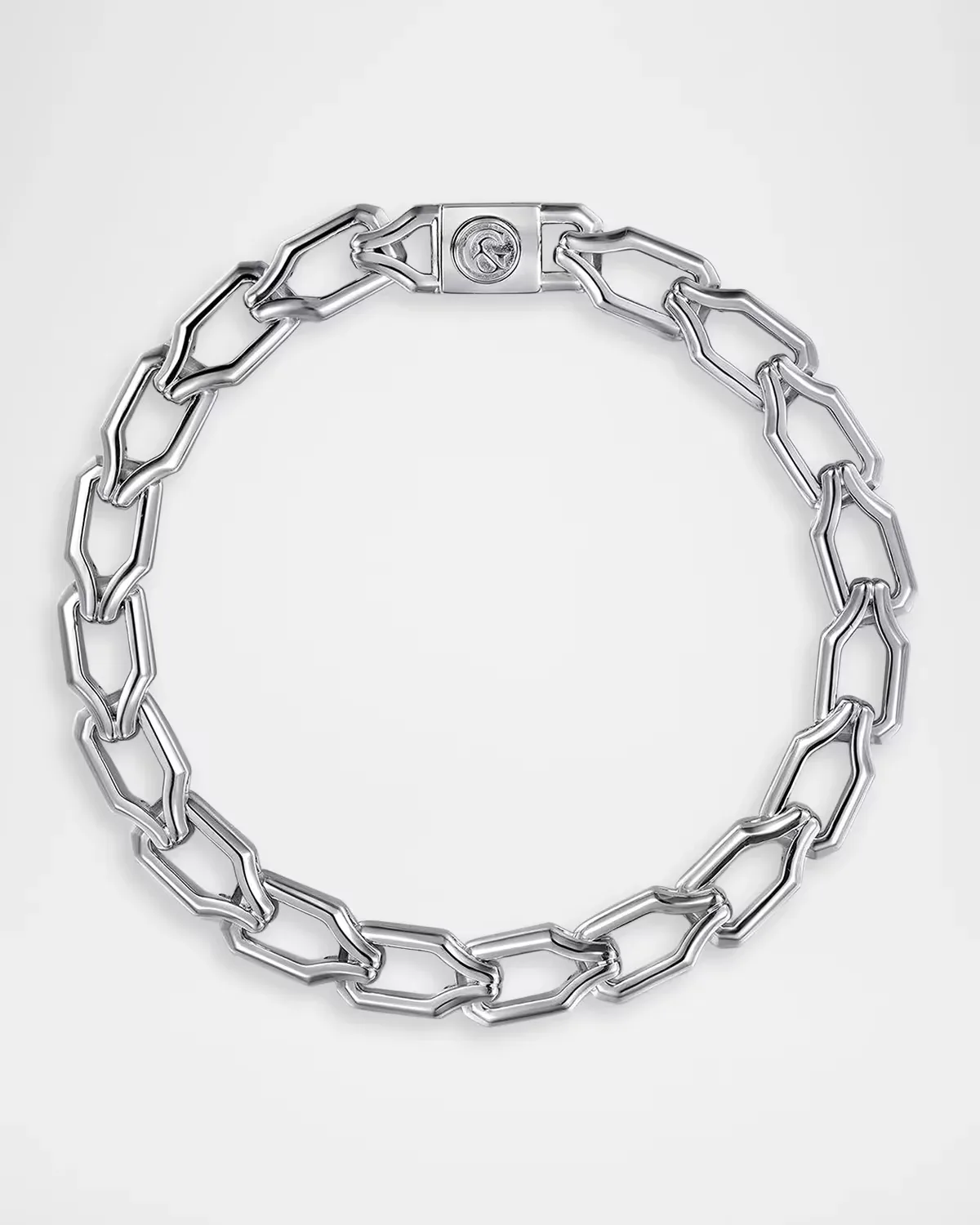 Contemporary Faceted Link Chain Bracelet in Sterling Silver, 8mm, 7.5L by Gabriel