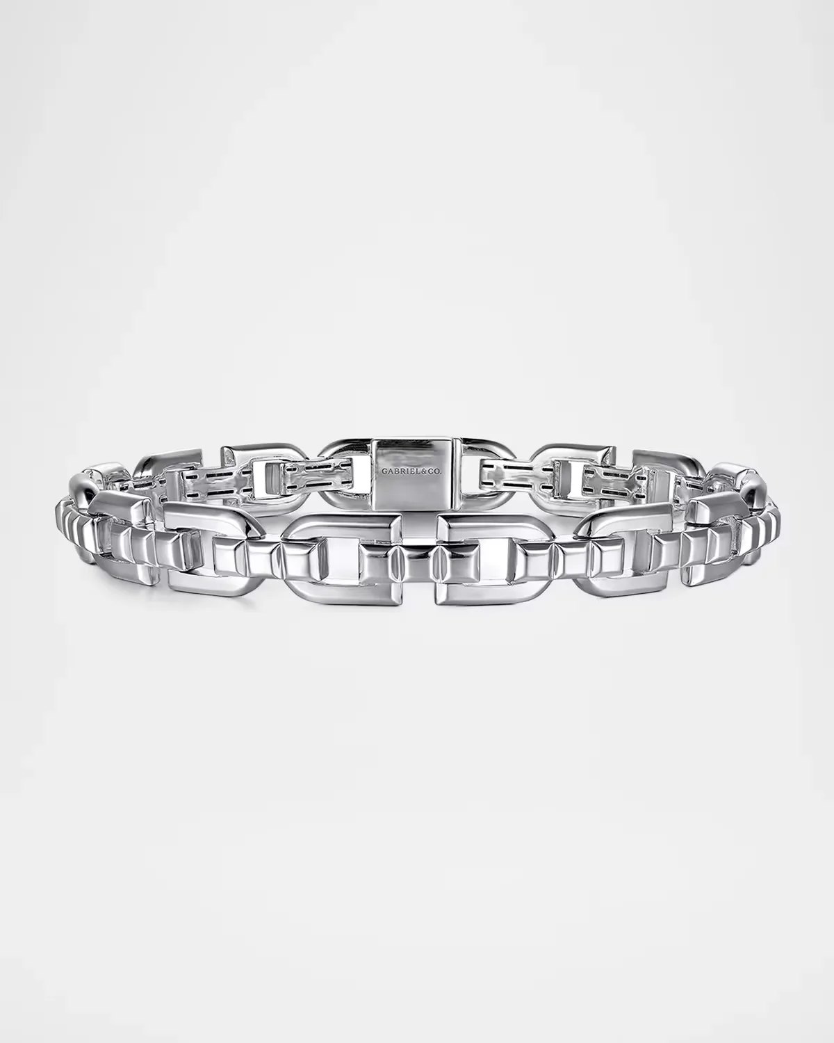 925 Sterling Silver Cylindrical Mix Link Chain Bracelet, 8mm by Gabriel