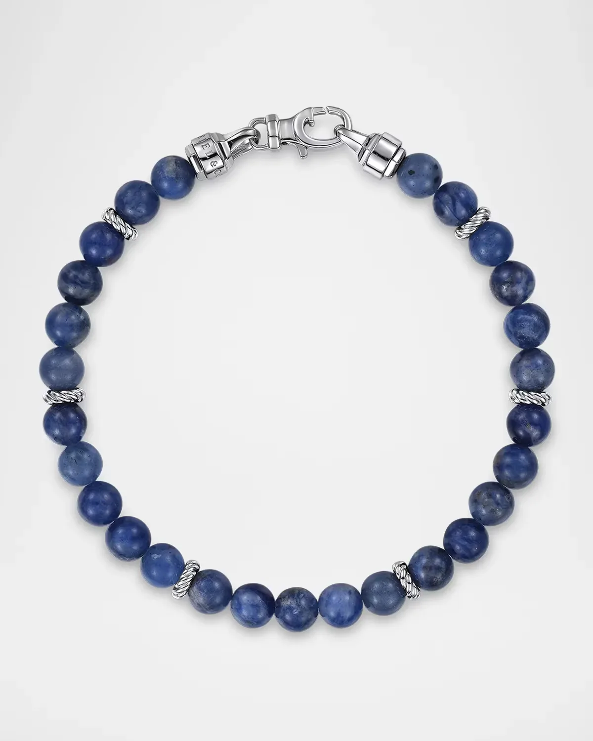 925 Sterling Silver 6mm Sodalite Beaded Bracelet by Gabriel