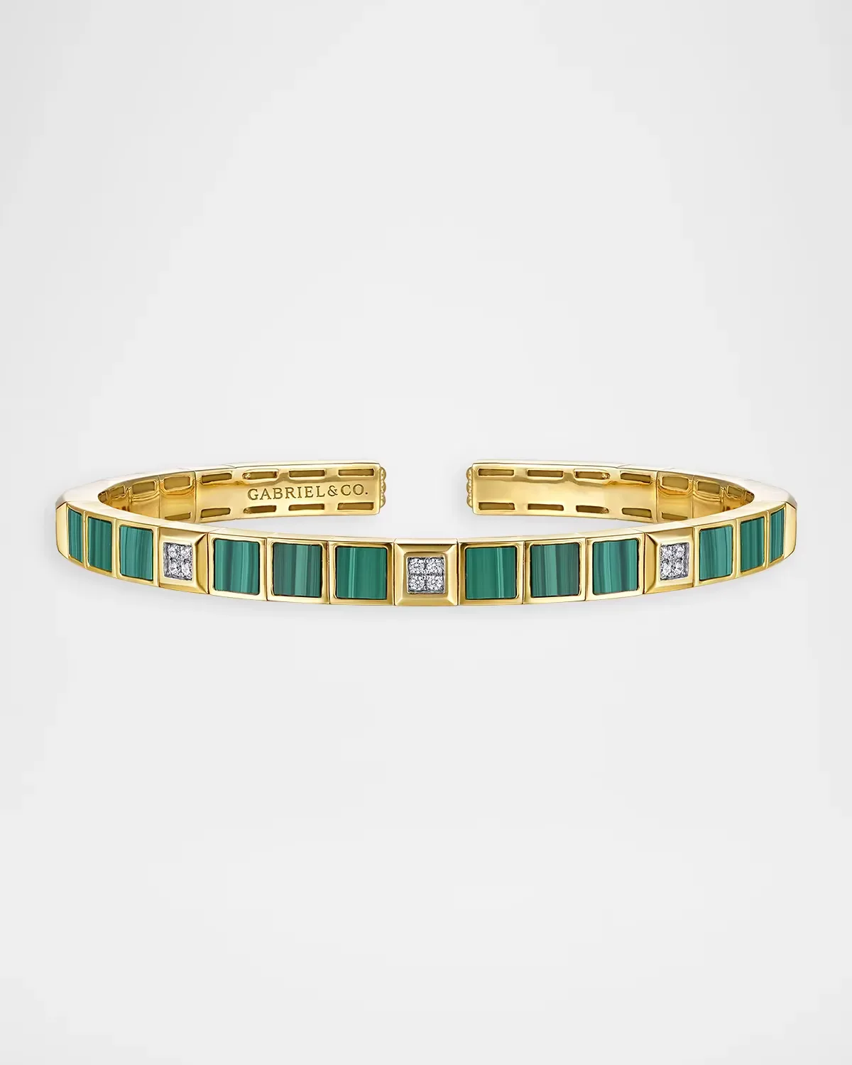 14K Yellow Gold, 0.07 TCW Diamond & Malachite Bracelet by Gabriel