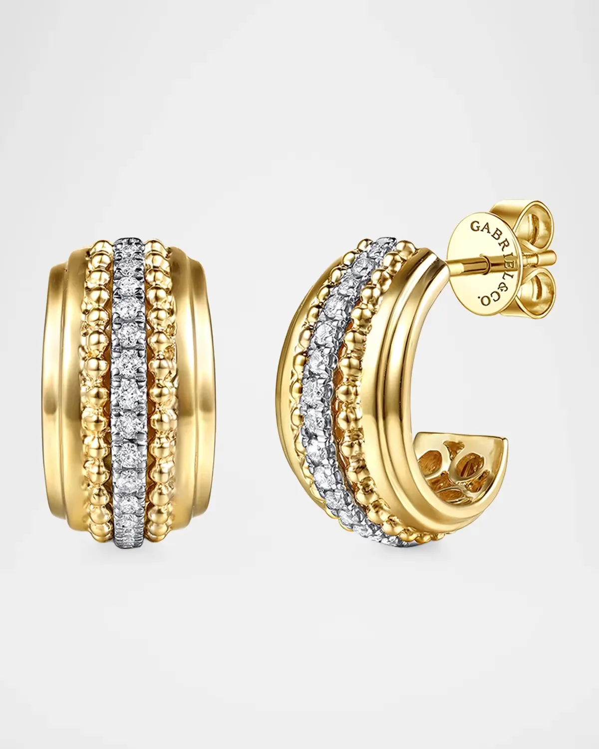 14K Two-Tone Gold & 0.20 TCW Diamond Hoop Earrings by Gabriel