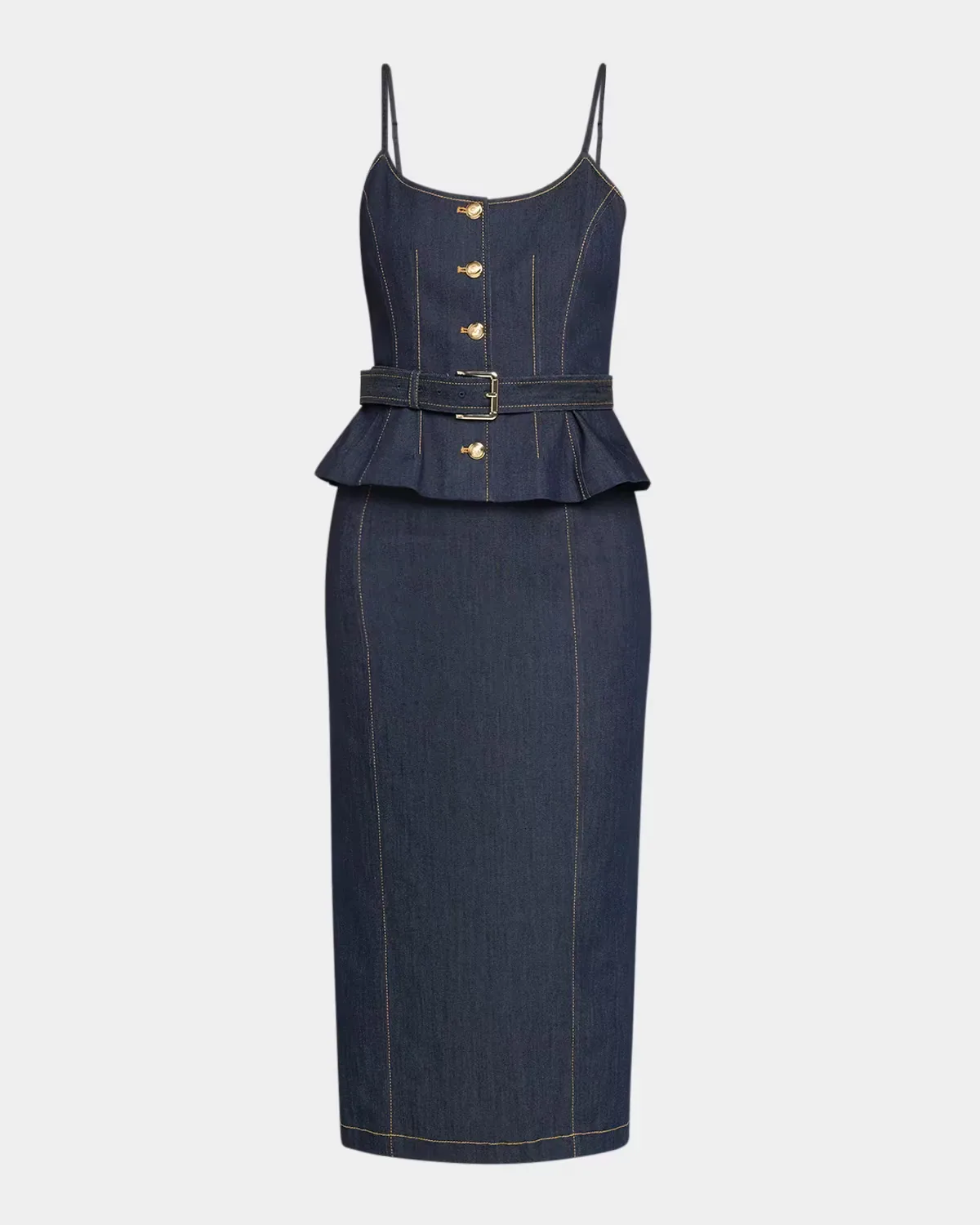 Cecilia Belted Peplum Midi Dress by Cinq  Sept