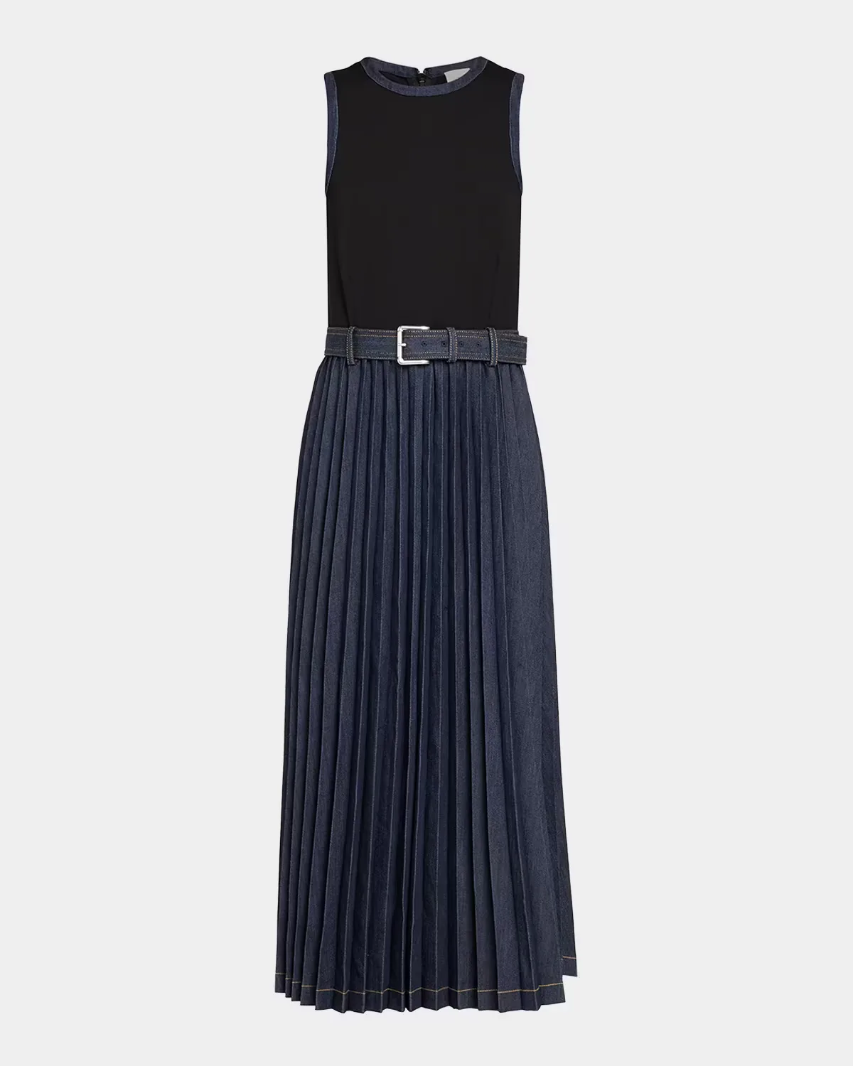 Ponte Indigo Mixed-Media Midi Dress by Cinq  Sept