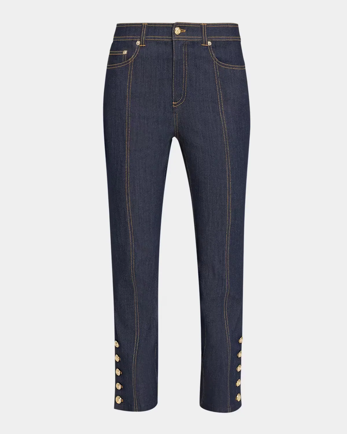 Maggie Button-Embellished Bootcut Jeans