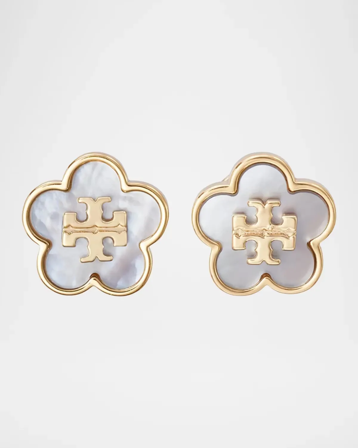 Forget Me Not 18K-Gold-Plated & Mother-of-Pearl Stud Earrings by Tory Burch