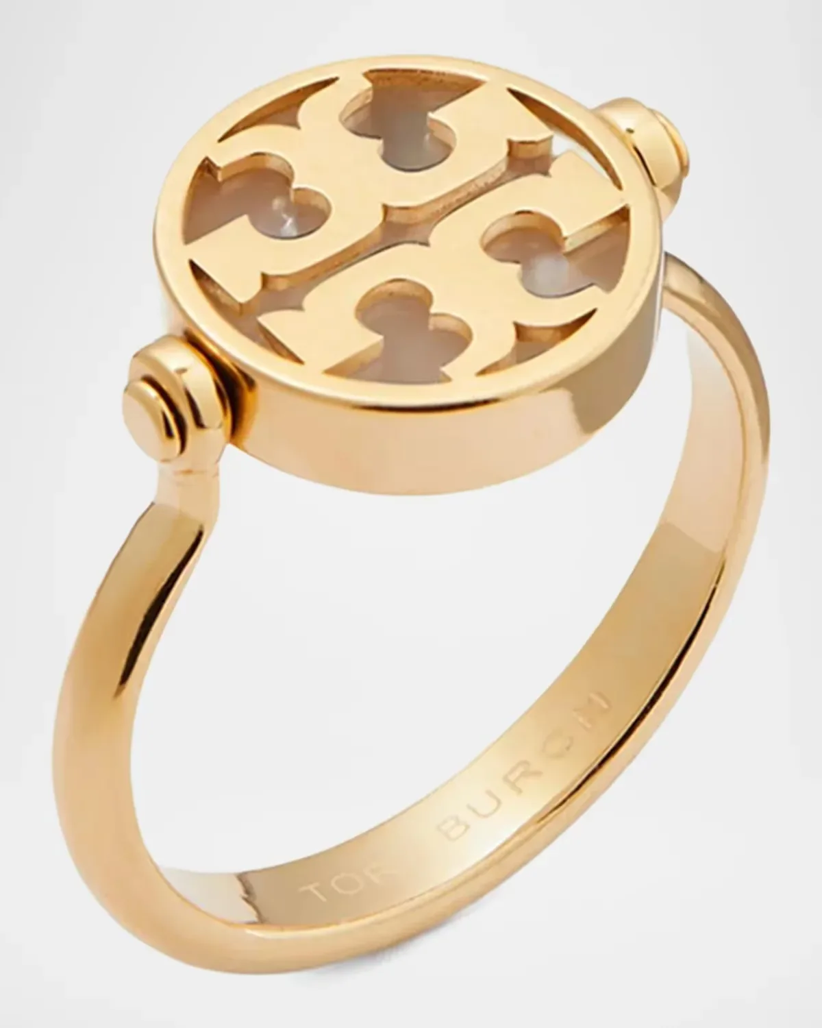 Icon 18K-Gold-Plated & Mother-of-Pearl Ring by Tory Burch