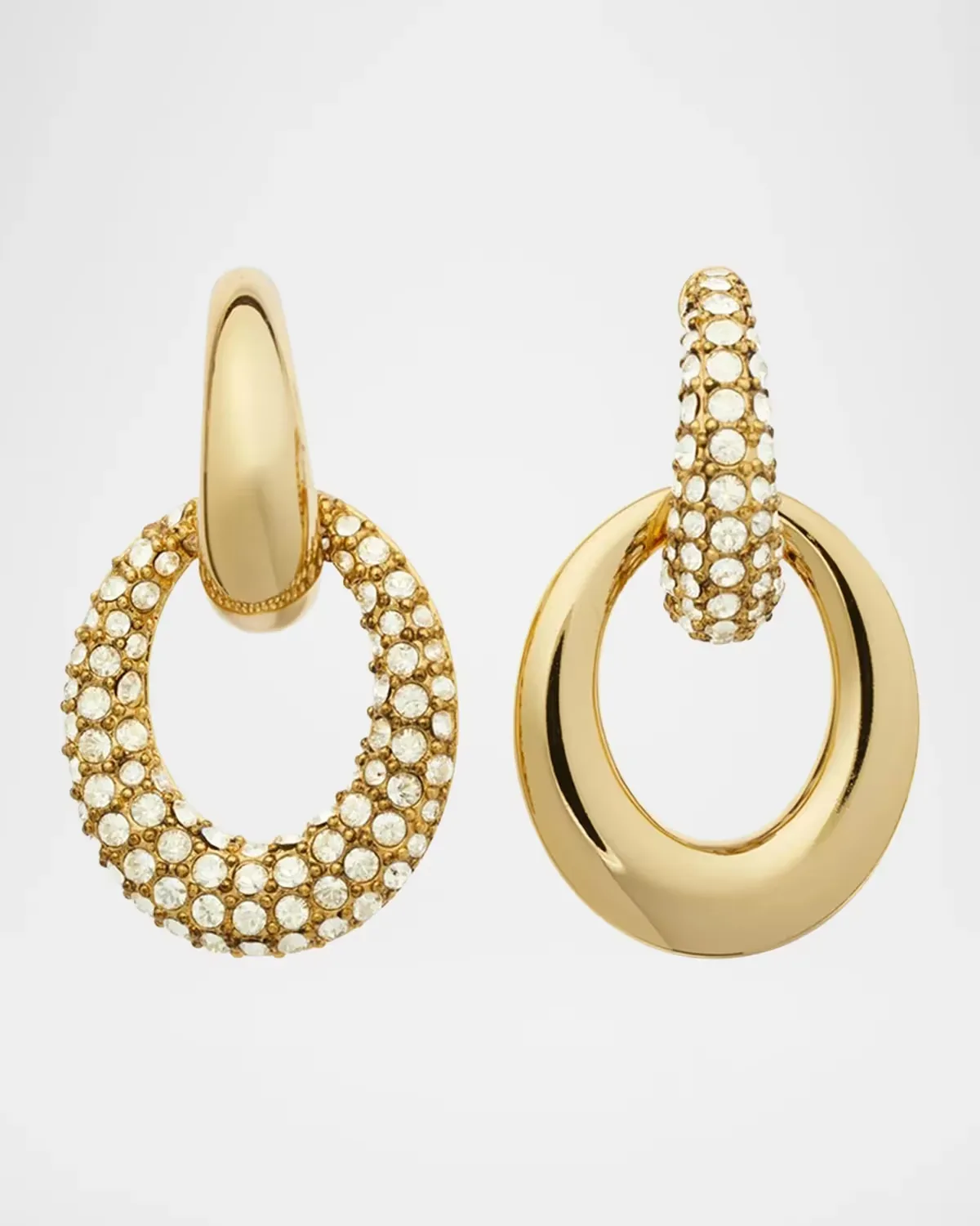 Pierced Doorknocker 18K-Gold-Plated & Crystal Drop Earrings by Tory Burch