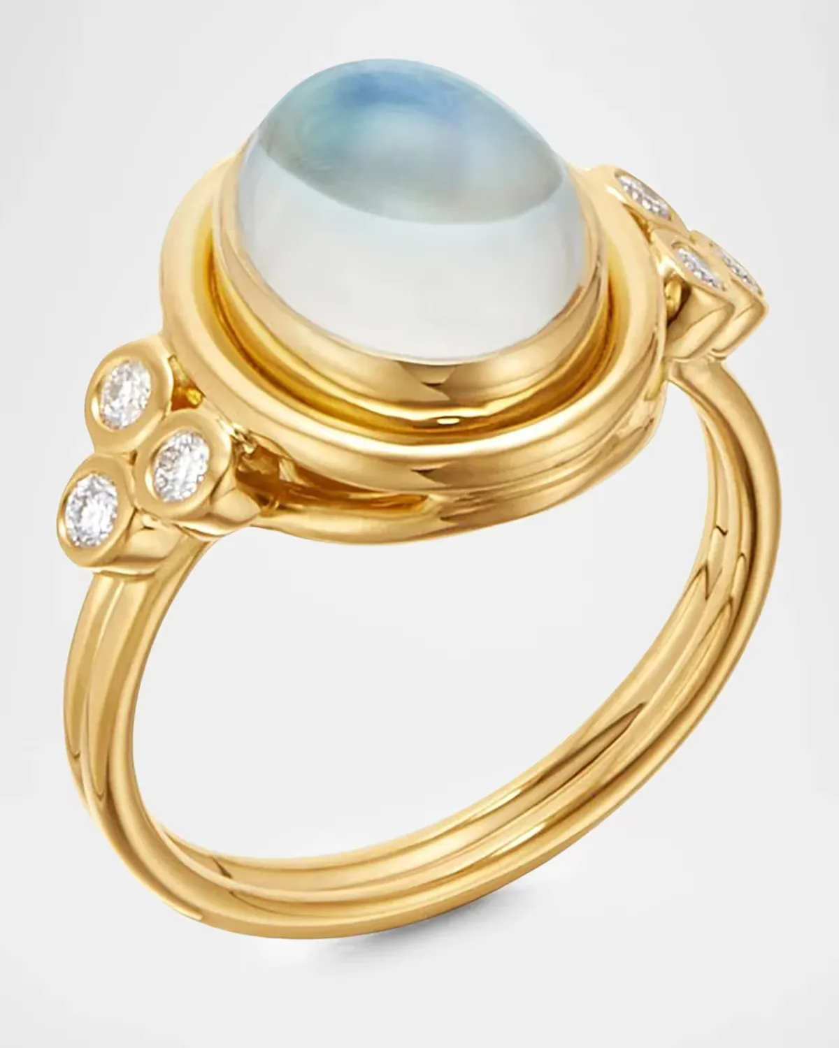 Florence86 18K Yellow Gold Oval Royal Blue Moonstone Ring with Diamonds by Temple St. Clair
