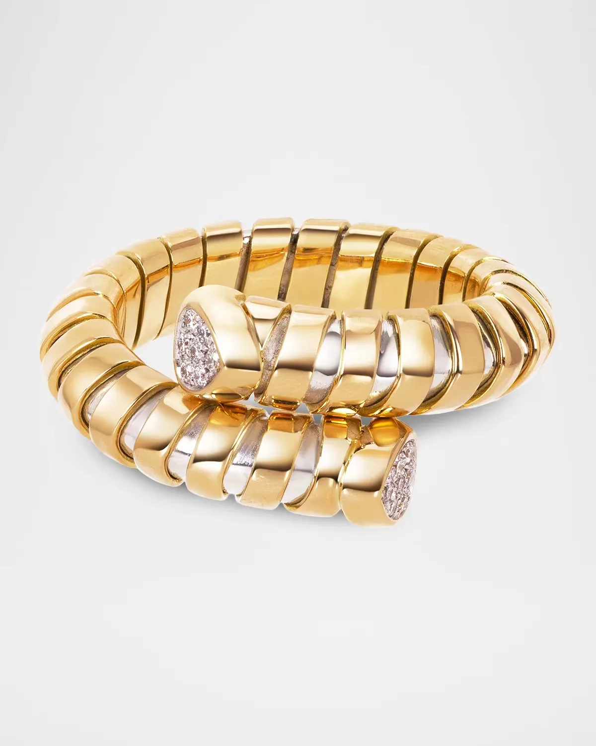 18K Yellow Gold Trisolina Bypass Ring with Diamonds by Marina B