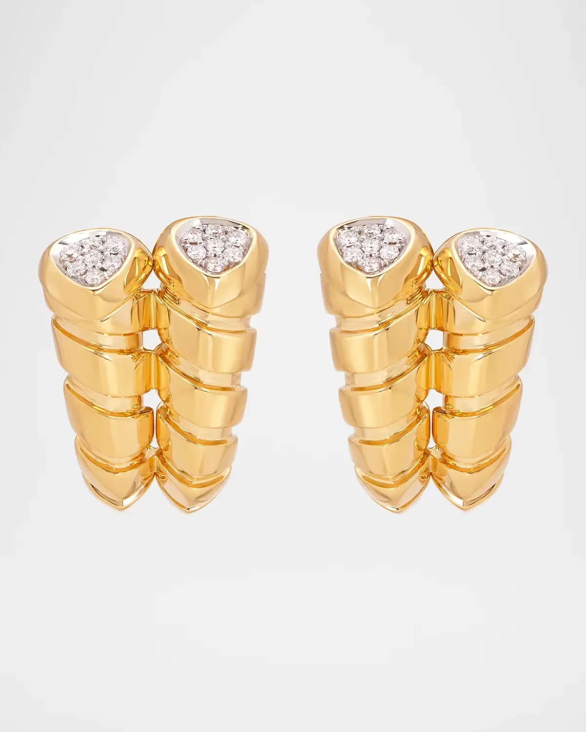 18K Yellow Gold Trisolina Double Pave Earrings by Marina B