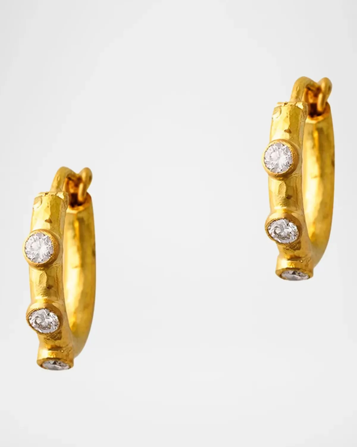19K Big Baby Diamond Huggie Earrings by Elizabeth Locke