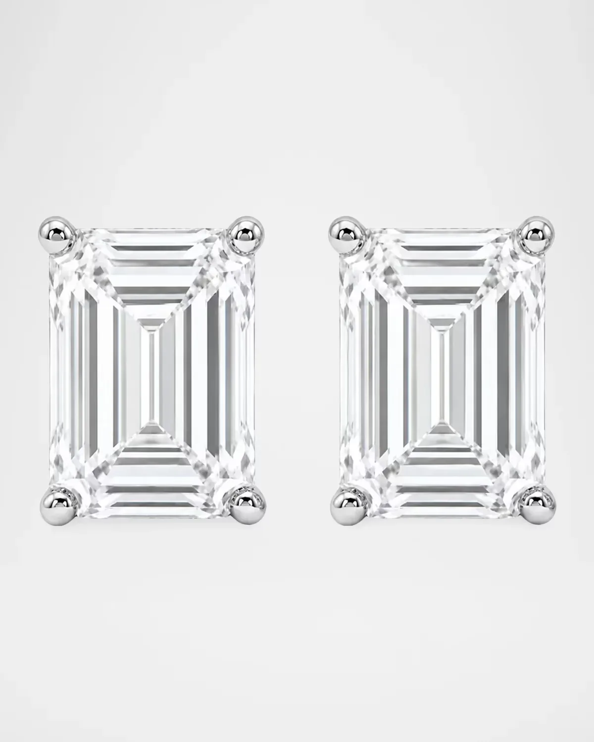 Lab-Grown Diamond 18K White Gold Emerald-Cut Stud Earrings, 1.0tcw by Lab Grown Diamonds