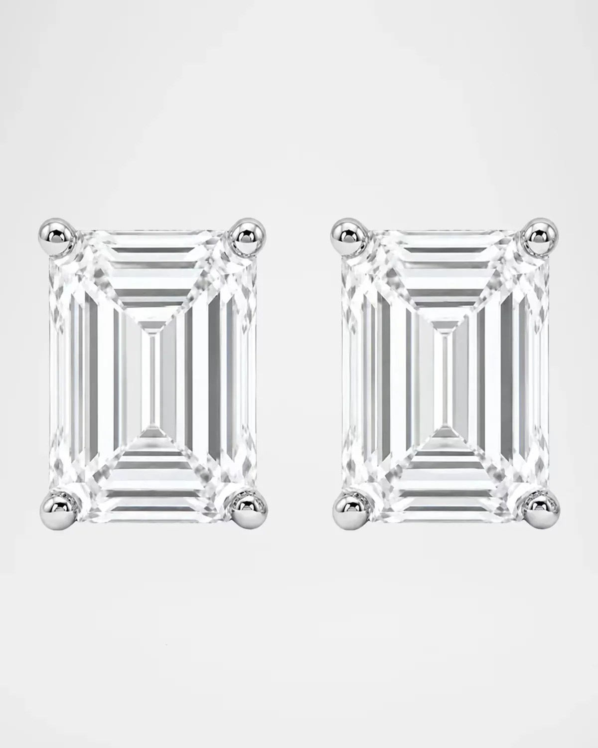 Lab-Grown Diamond 18K White Gold Emerald-Cut Stud Earrings, 2.0tcw by Lab Grown Diamonds