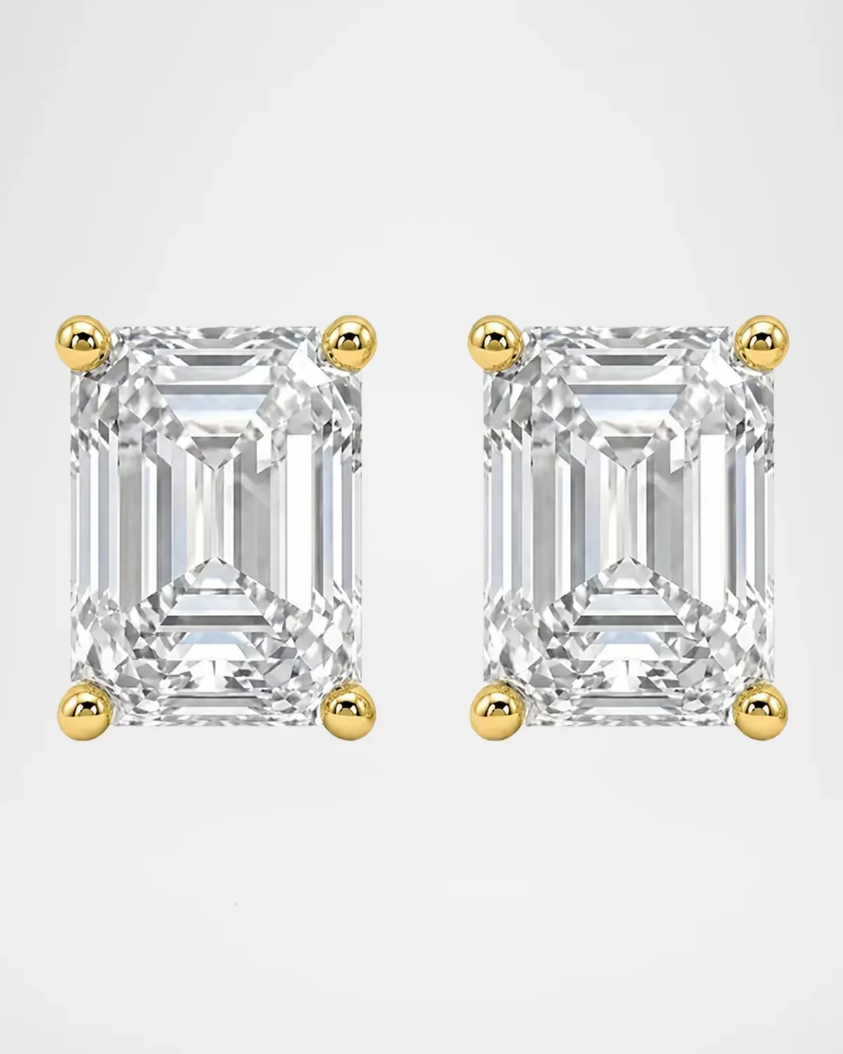 Lab-Grown Diamond 18K Yellow Gold Emerald-Cut Stud Earrings, 2.0tcw by Lab Grown Diamonds