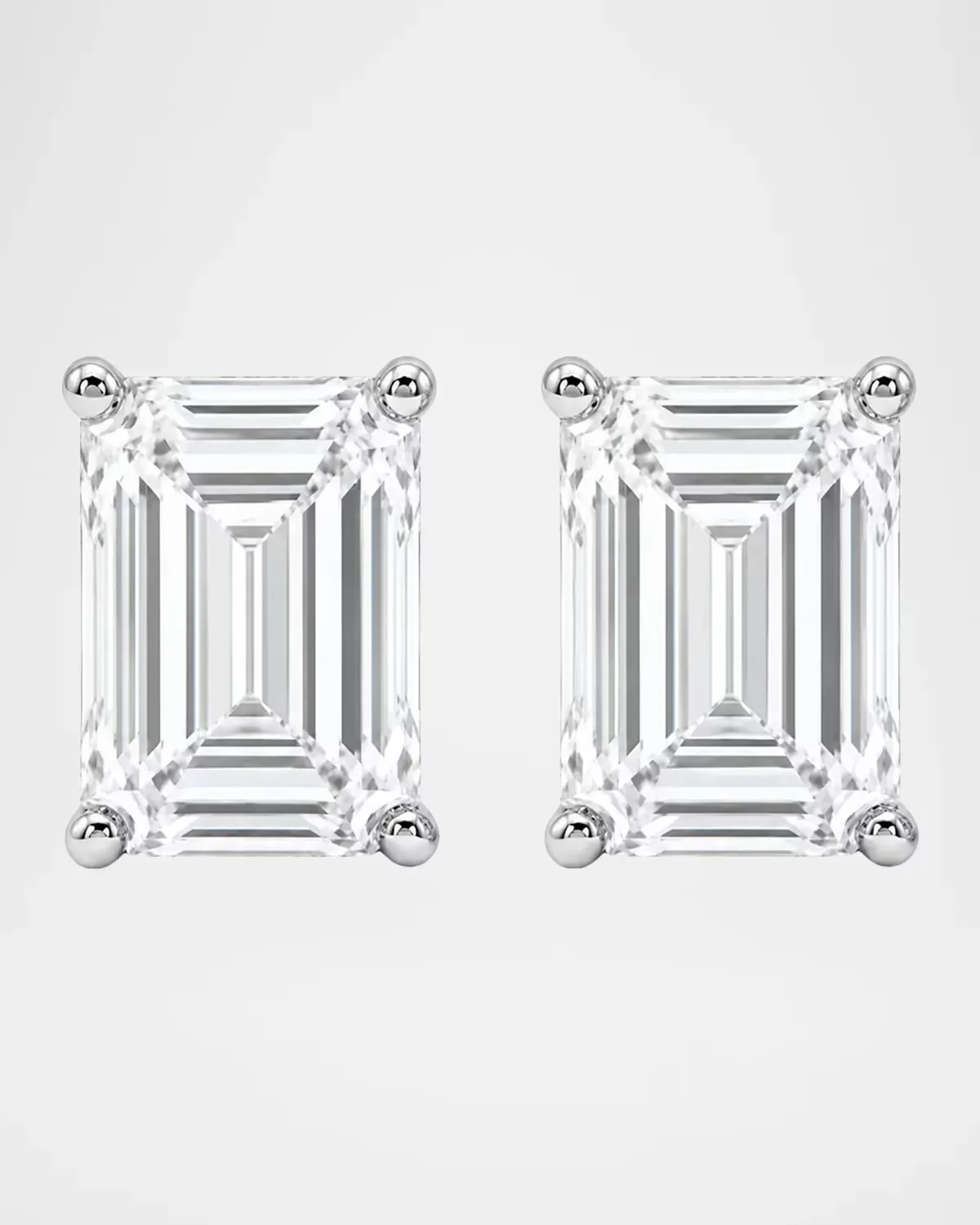 Lab-Grown Diamond 18K White Gold Emerald-Cut Stud Earrings, 3.0tcw by Lab Grown Diamonds