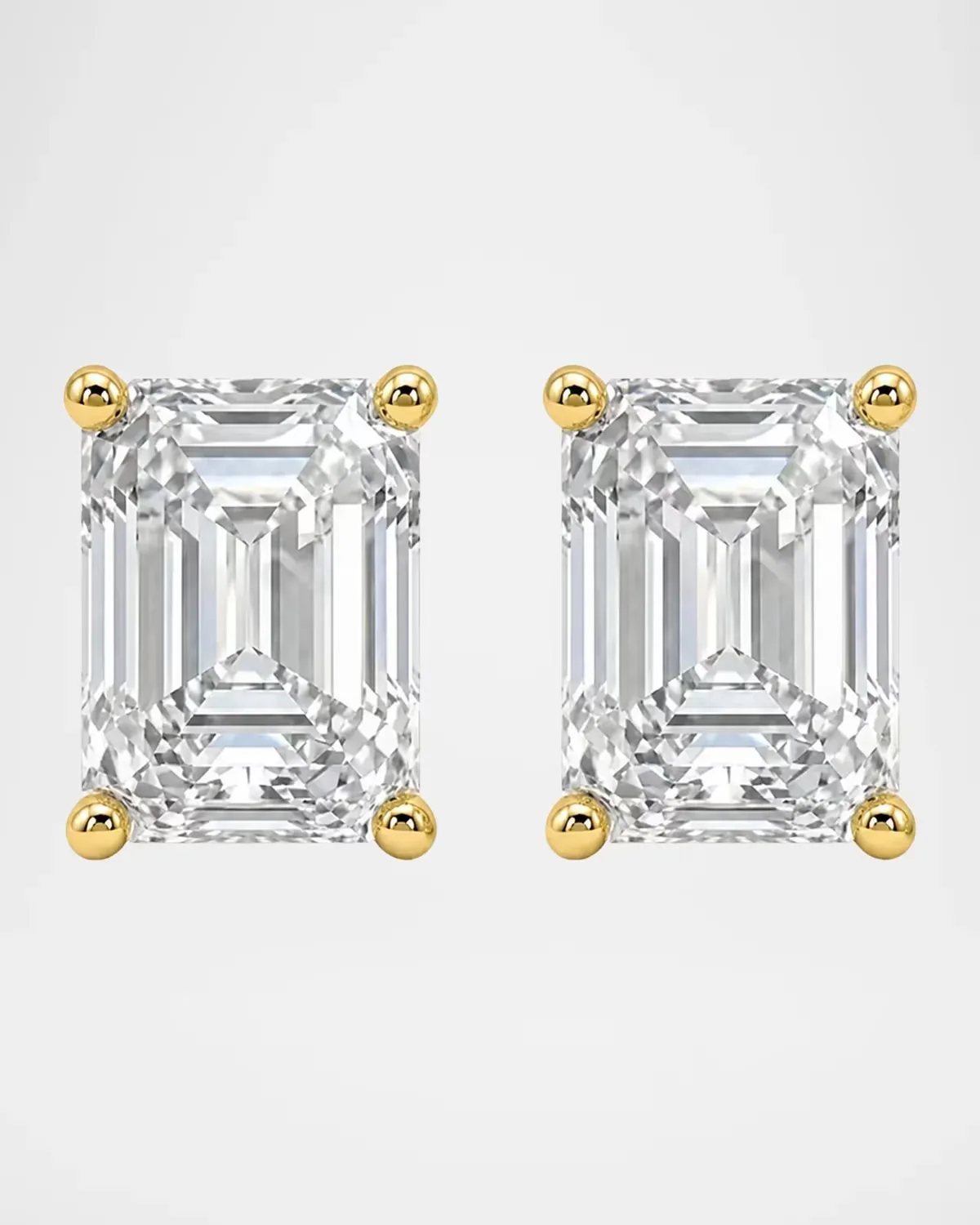 Lab-Grown Diamond 18K Yellow Gold Emerald-Cut Stud Earrings, 3.0tcw by Lab Grown Diamonds