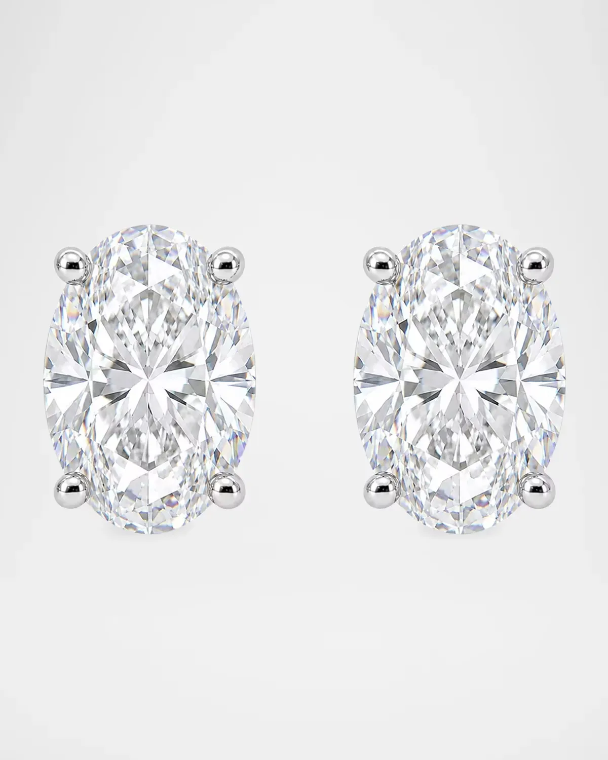 Lab-Grown Diamond 18K White Gold Oval Stud Earrings, 1.0tcw by Lab Grown Diamonds
