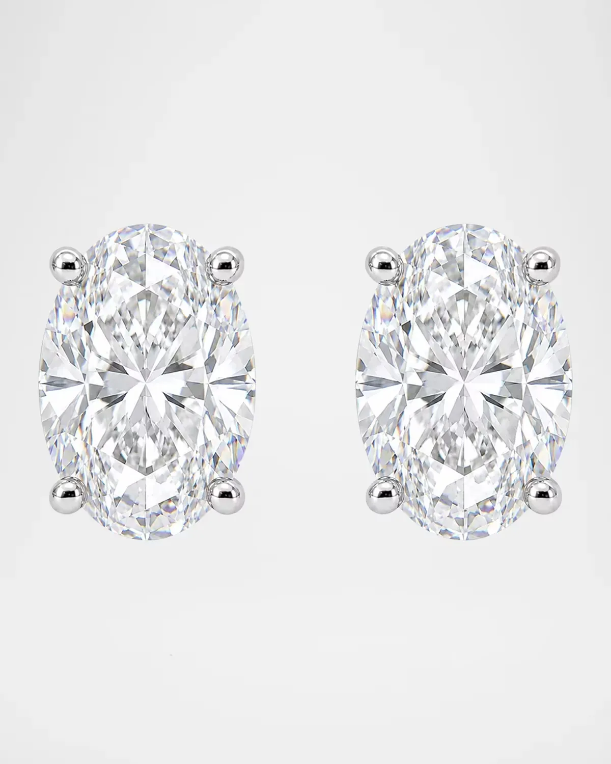 Lab-Grown Diamond 18K White Gold Oval Stud Earrings, 2.0tcw by Lab Grown Diamonds