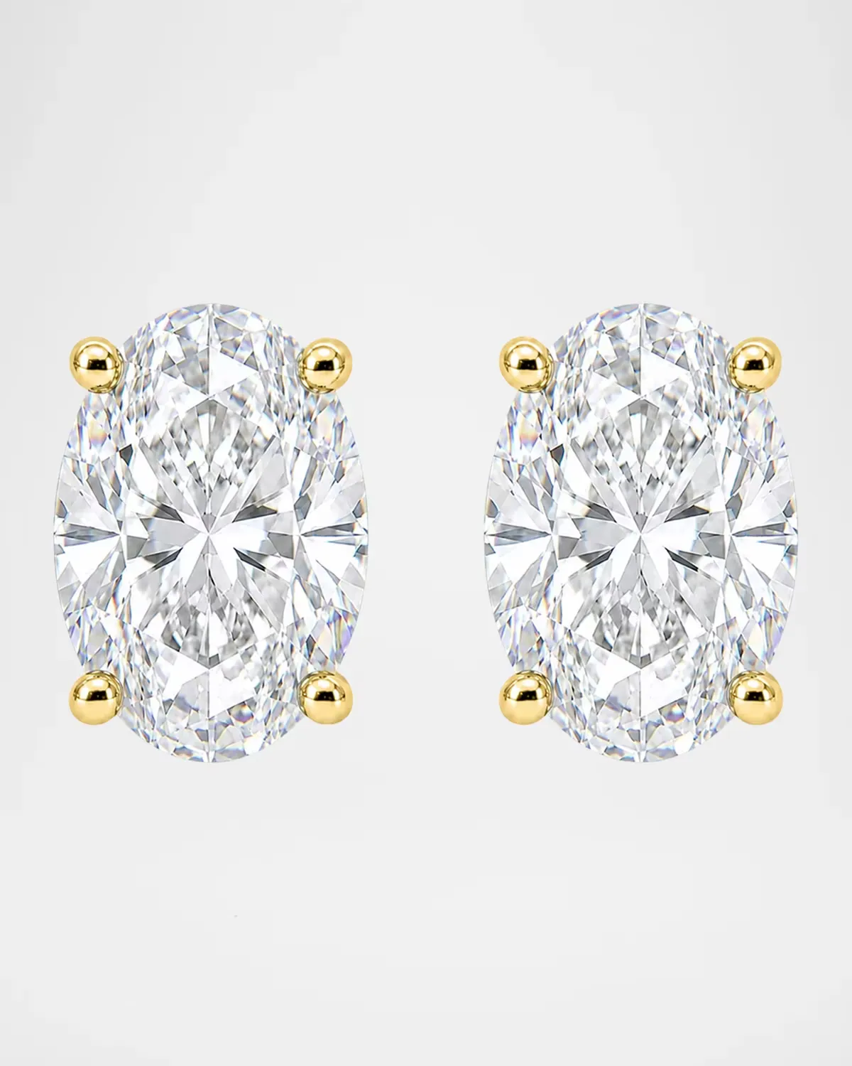 Lab-Grown Diamond 18K Yellow Gold Oval Stud Earrings, 2.0tcw by Lab Grown Diamonds