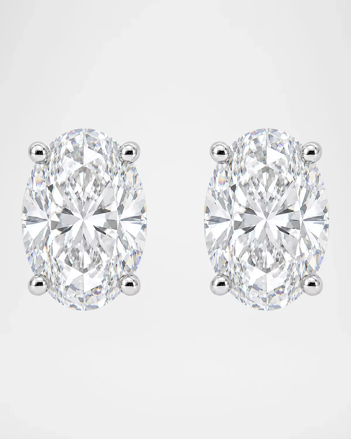 Lab-Grown Diamond 18K White Gold Oval Stud Earrings, 3.0tcw by Lab Grown Diamonds