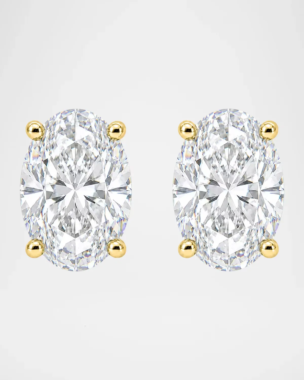 Lab-Grown Diamond 18K Yellow Gold Oval Stud Earrings, 3.0tcw by Lab Grown Diamonds