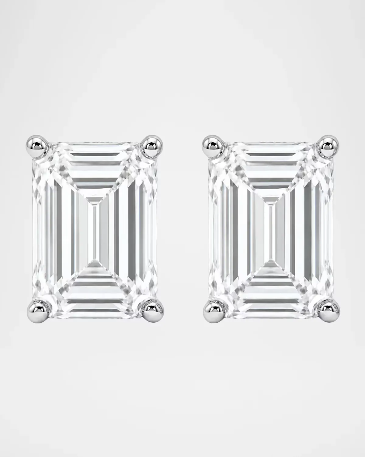 Lab-Grown Diamond 18K White Gold Emerald-Cut Stud Earrings, 4.0tcw by Lab Grown Diamonds