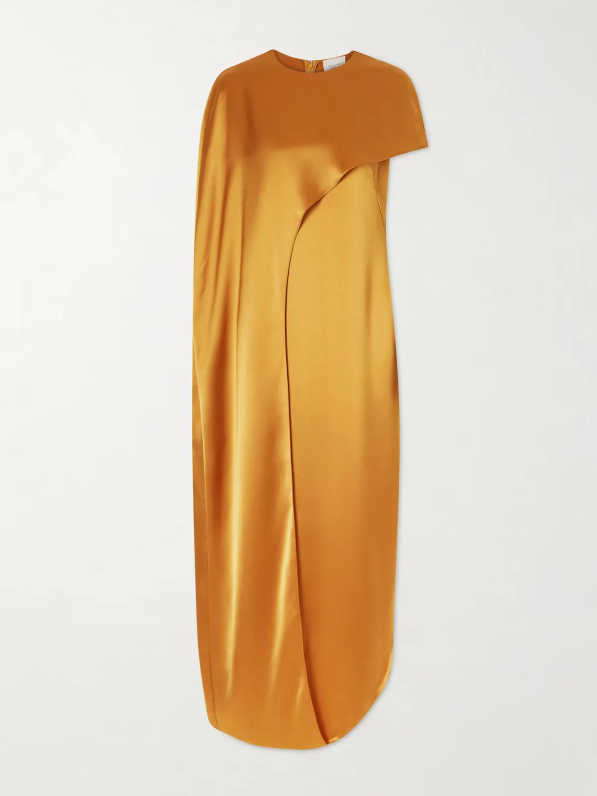 - Clandestine Cape-effect Asymmetric Satin Gown -