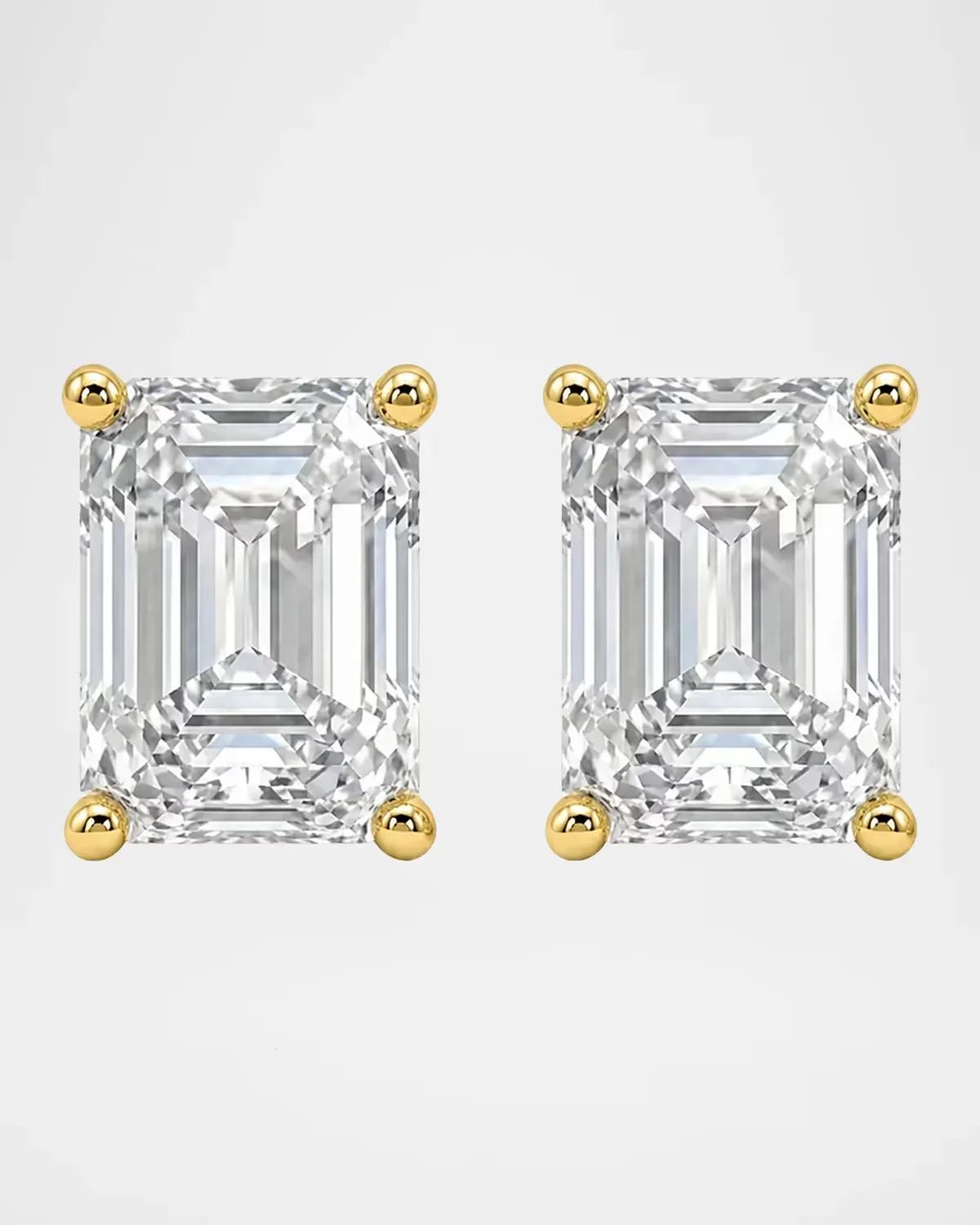 Lab-Grown Diamond 18K Yellow Gold Emerald-Cut Stud Earrings, 4.0tcw by Lab Grown Diamonds