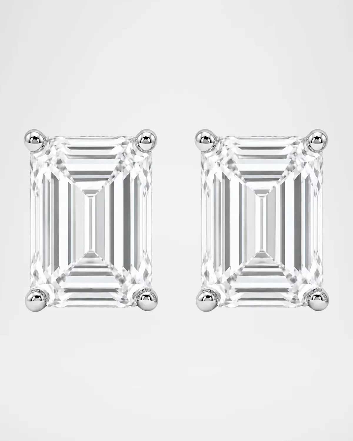 Lab-Grown Diamond 18K White Gold Emerald-Cut Stud Earrings, 6.0tcw by Lab Grown Diamonds