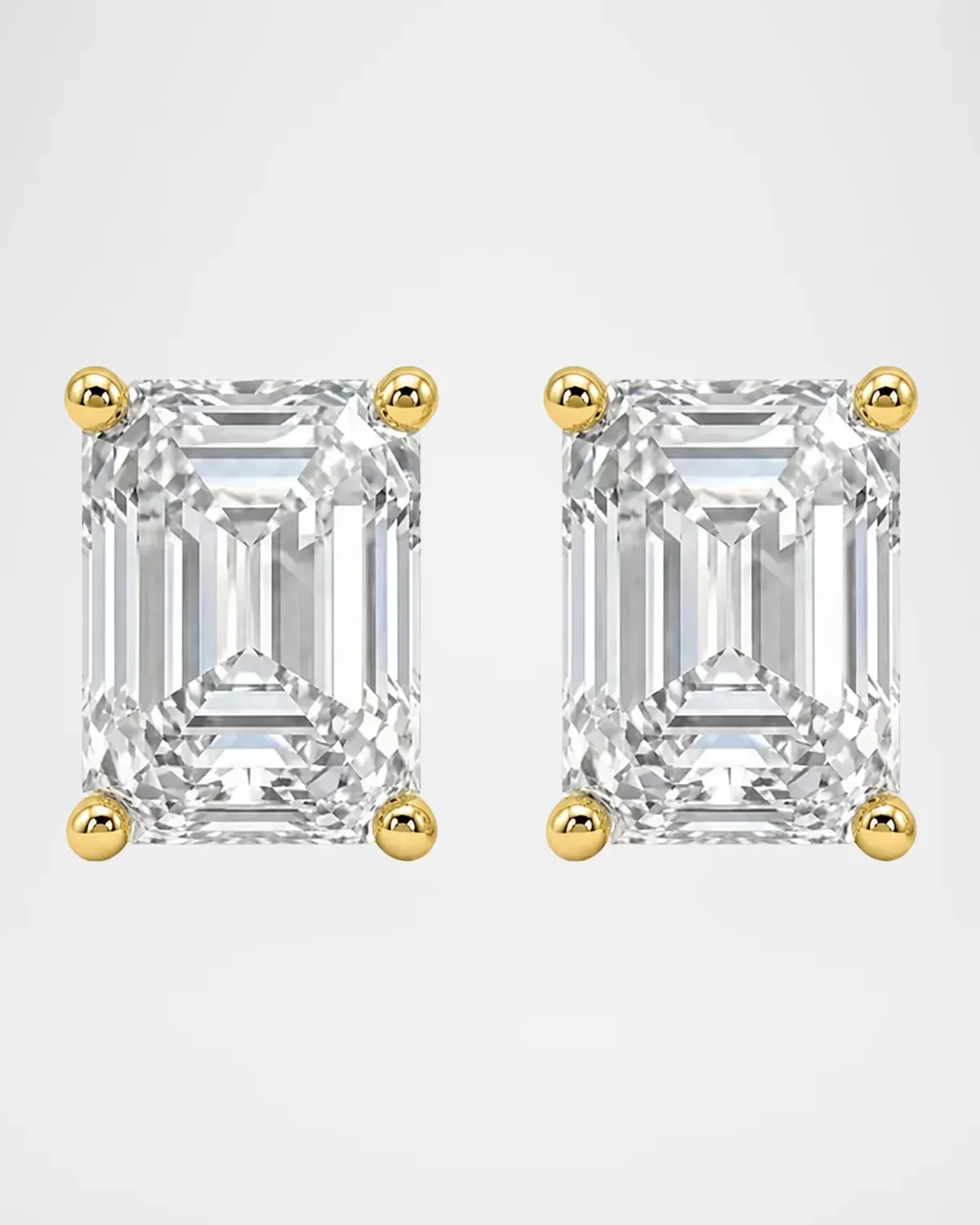 Lab-Grown Diamond 18K Yellow Gold Emerald-Cut Stud Earrings, 6.0tcw by Lab Grown Diamonds
