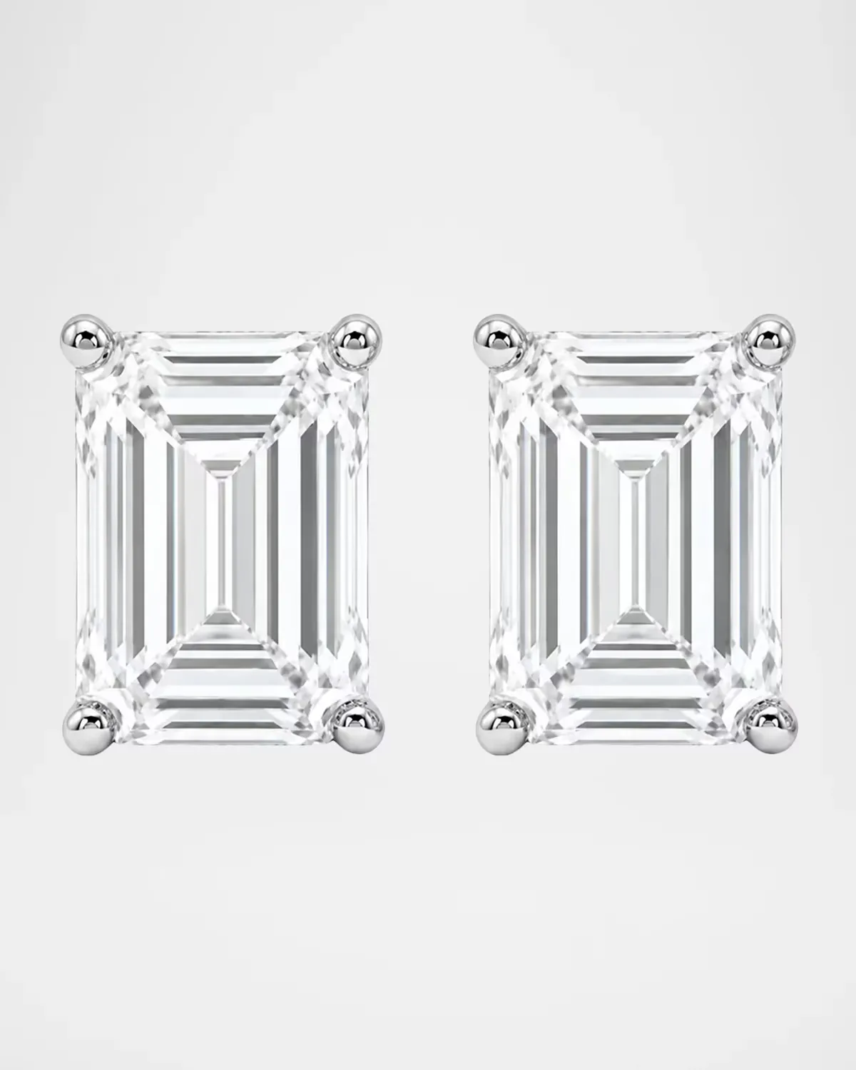 Lab-Grown Diamond 18K White Gold Emerald-Cut Stud Earrings, 8.0tcw by Lab Grown Diamonds