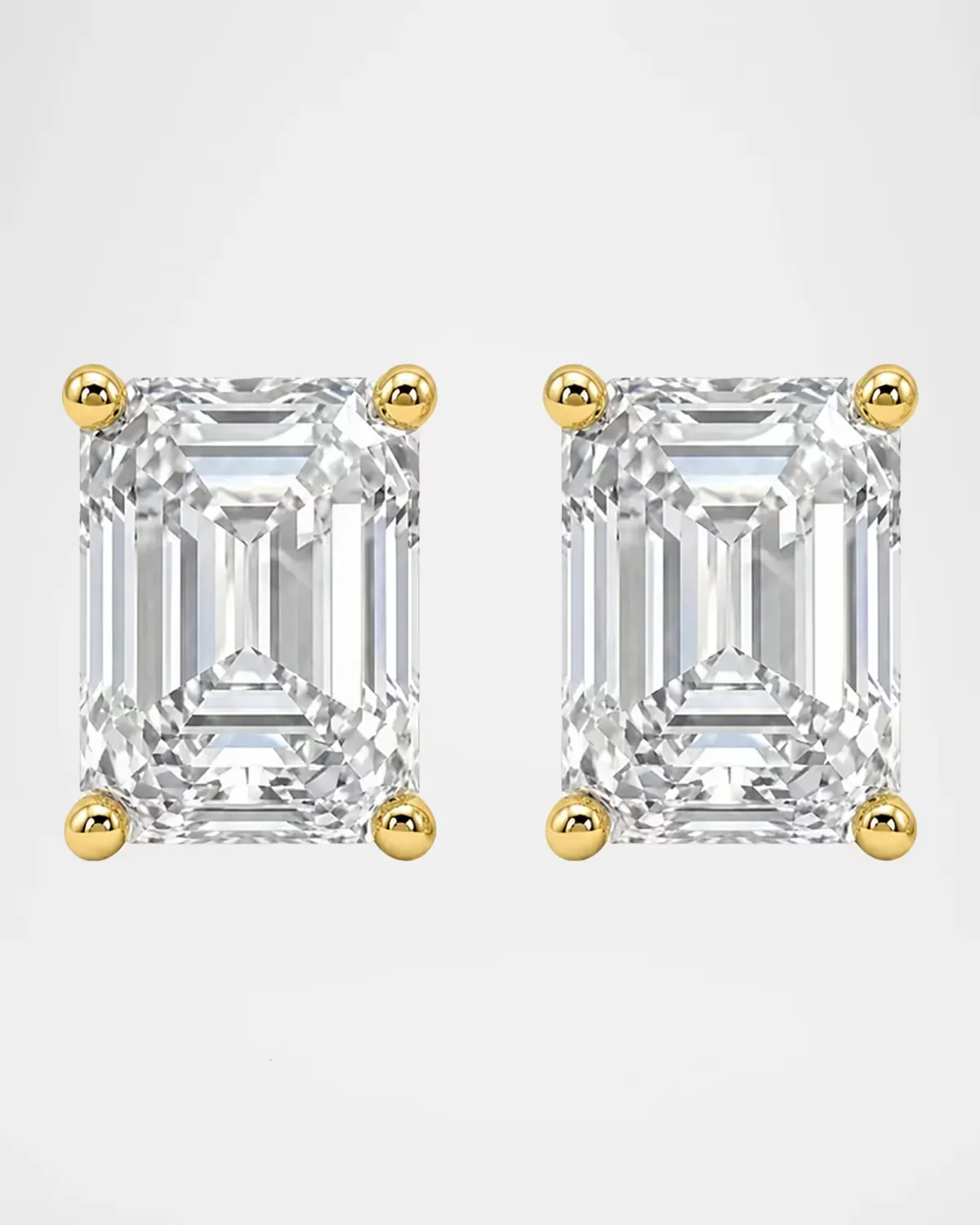 Lab-Grown Diamond 18K Yellow Gold Emerald-Cut Stud Earrings, 8.0tcw by Lab Grown Diamonds