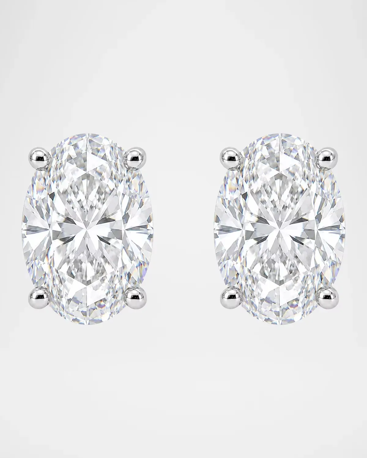 Lab-Grown Diamond 18K White Gold Oval Stud Earrings, 4.0tcw by Lab Grown Diamonds