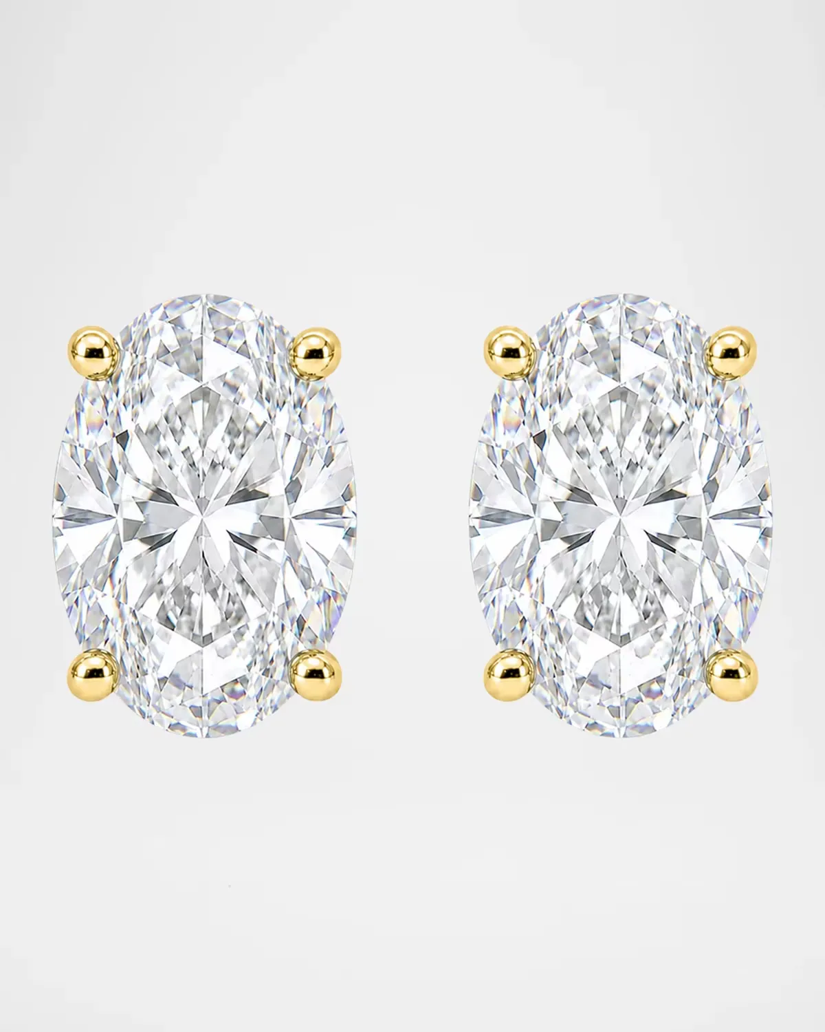 Lab-Grown Diamond 18K Yellow Gold Oval Stud Earrings, 4.0tcw by Lab Grown Diamonds