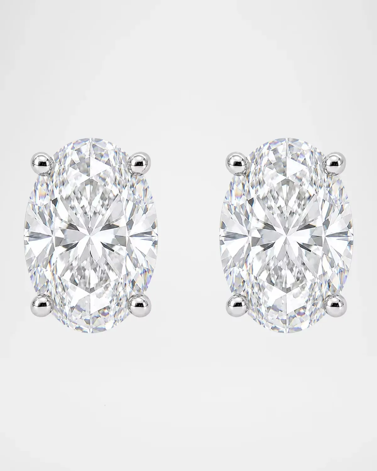 Lab-Grown Diamond 18K White Gold Oval Stud Earrings, 6.0tcw by Lab Grown Diamonds