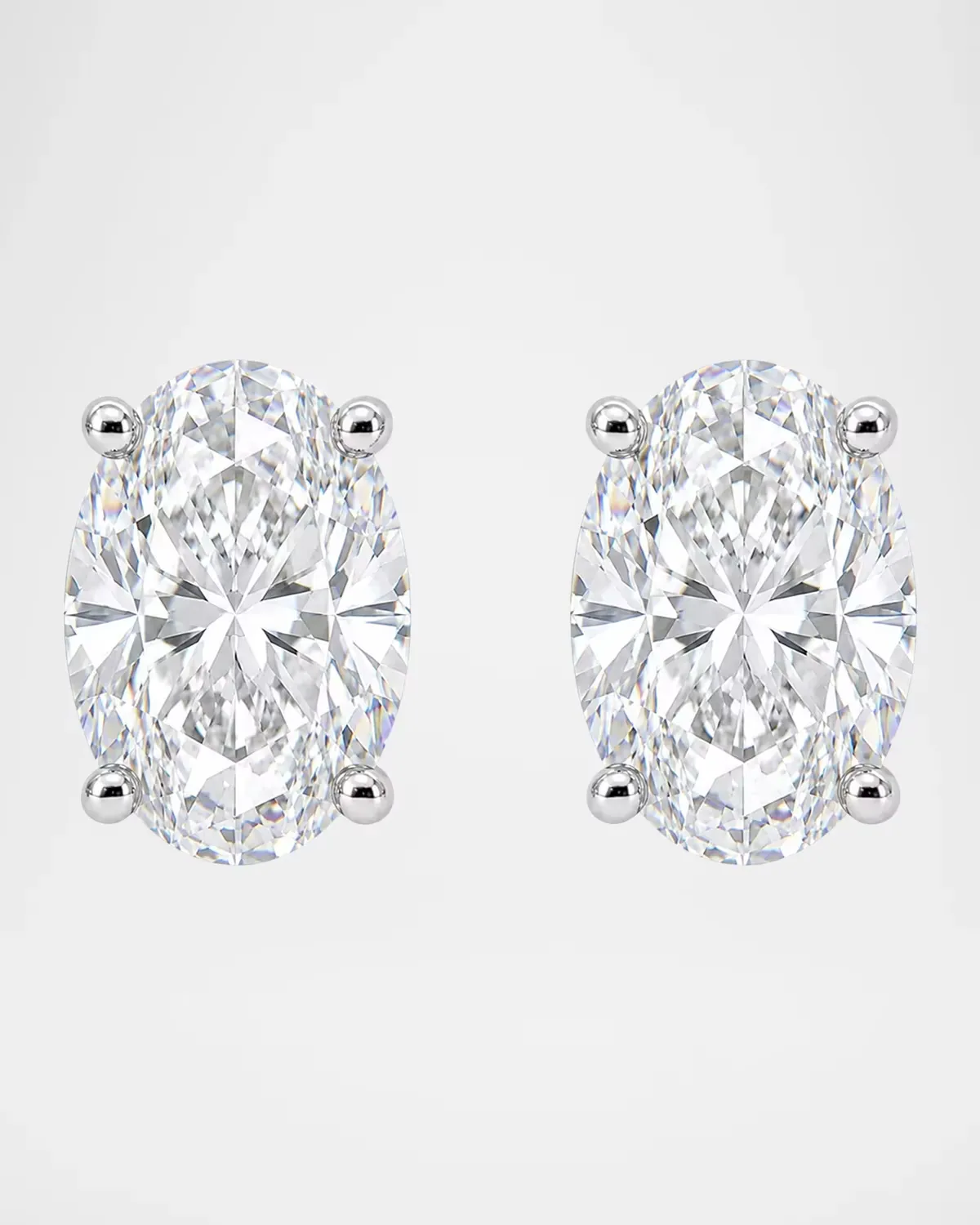 Lab-Grown Diamond 18K White Gold Oval Stud Earrings, 8.0tcw by Lab Grown Diamonds