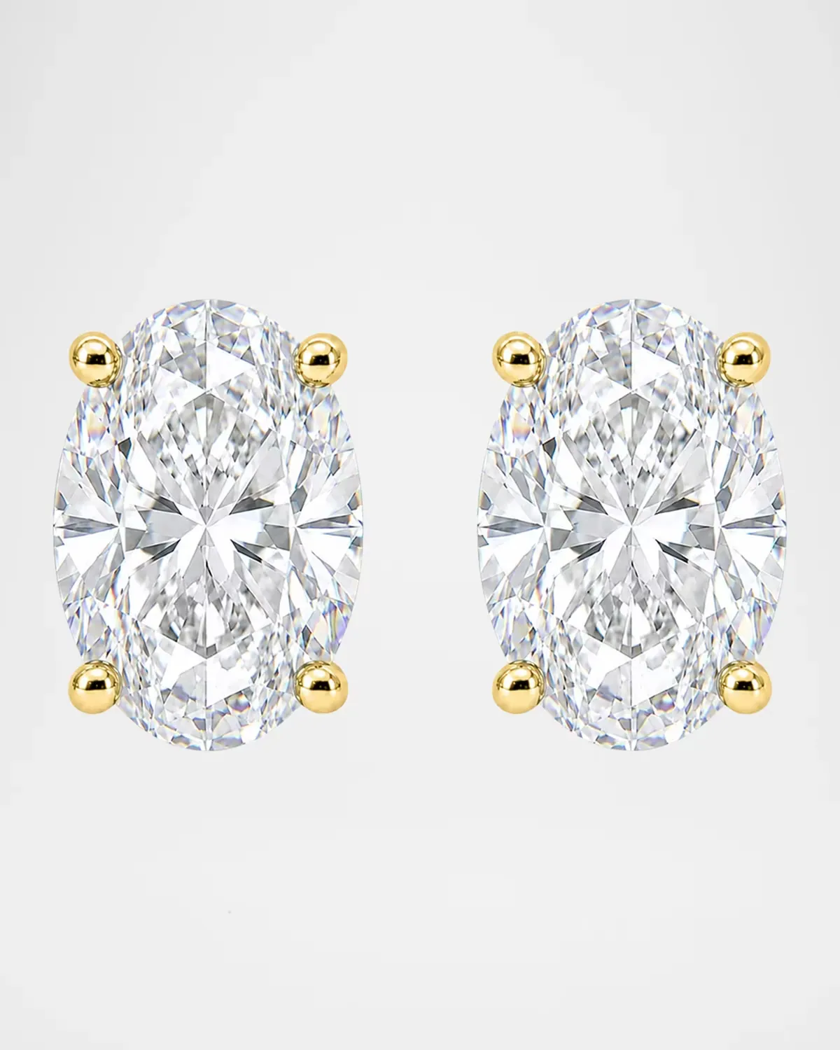 Lab-Grown Diamond 18K Yellow Gold Oval Stud Earrings, 8.0tcw by Lab Grown Diamonds