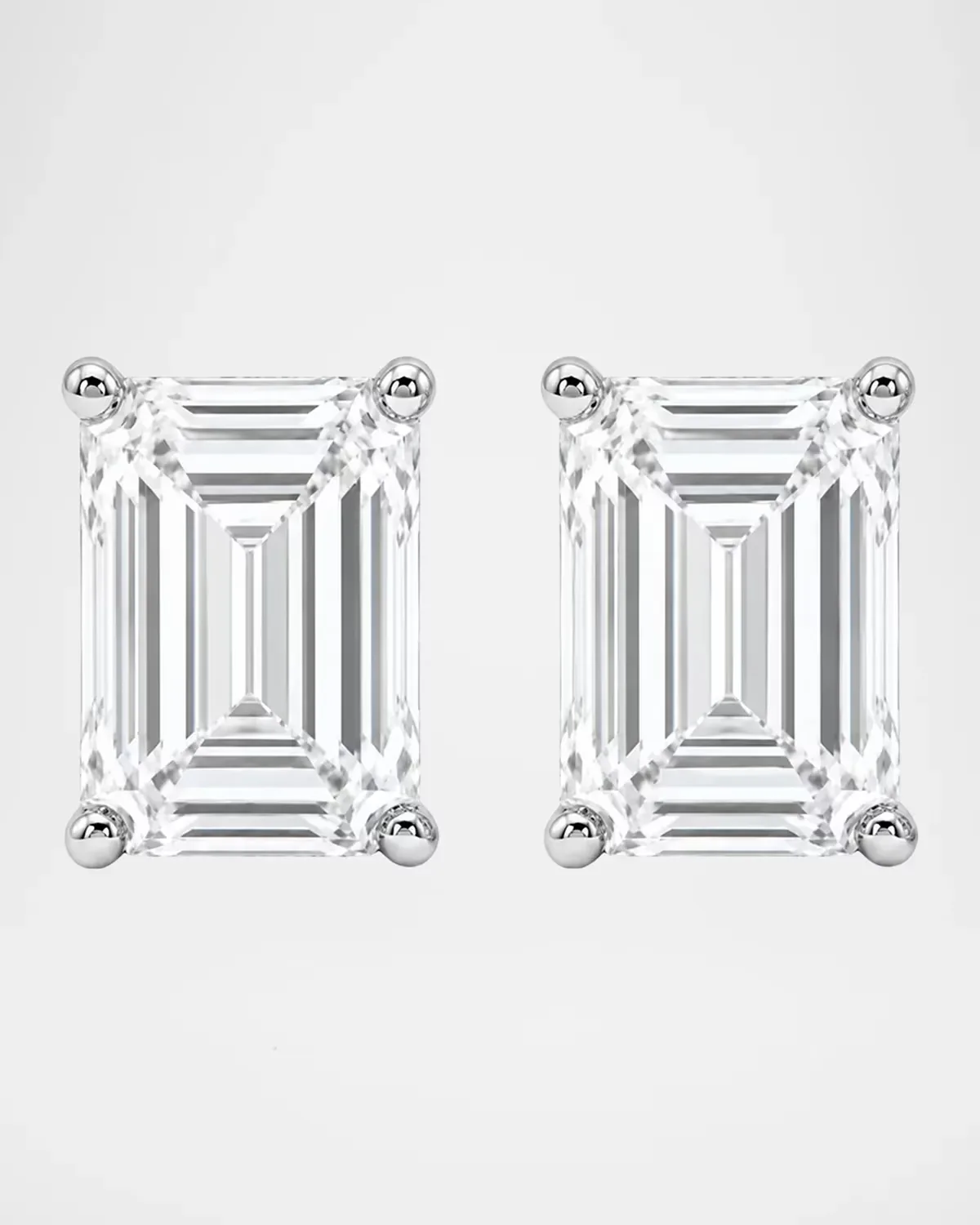 Lab-Grown Diamond 18K White Gold Emerald-Cut Stud Earrings, 5.0tcw by Lab Grown Diamonds
