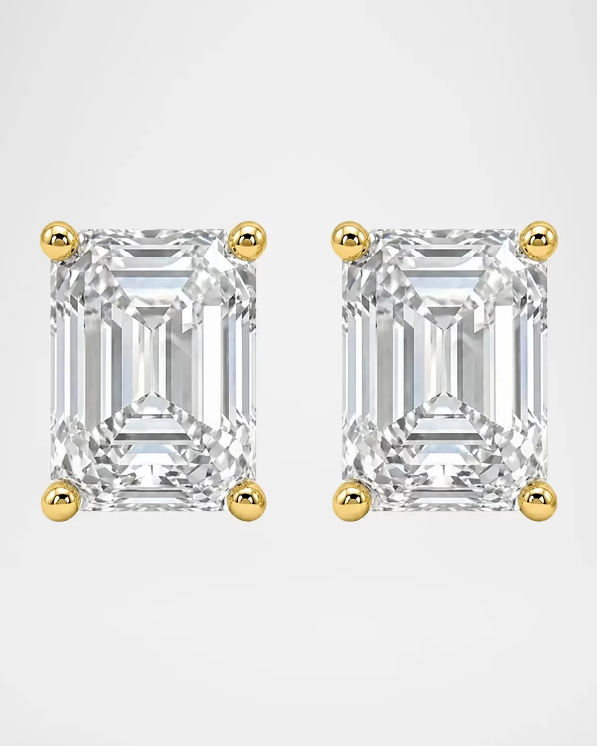 Lab-Grown Diamond 18K Yellow Gold Emerald-Cut Stud Earrings, 5.0tcw by Lab Grown Diamonds