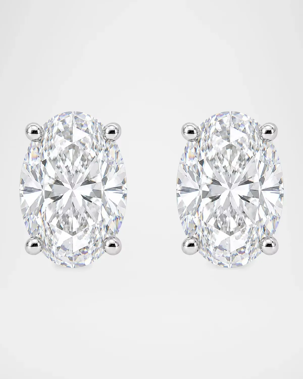 Lab-Grown Diamond 18K White Gold Oval Stud Earrings, 5.0tcw by Lab Grown Diamonds