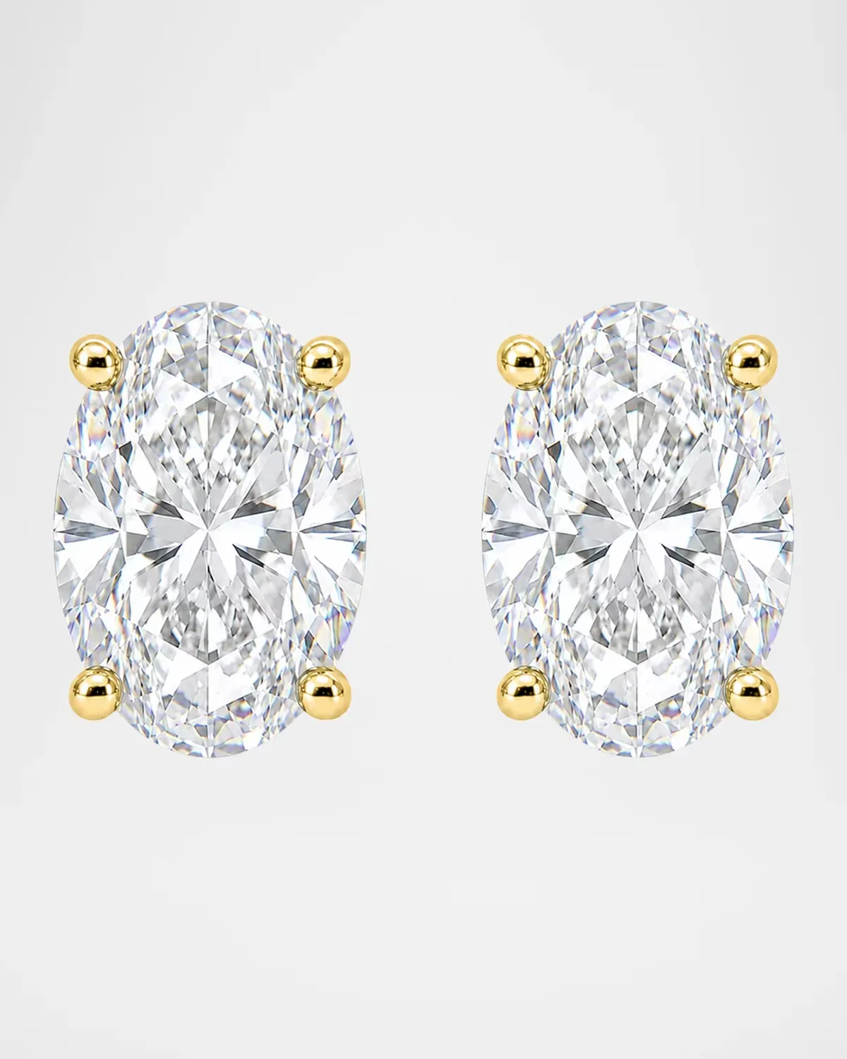 Lab-Grown Diamond 18K Yellow Gold Oval Stud Earrings, 5.0tcw by Lab Grown Diamonds