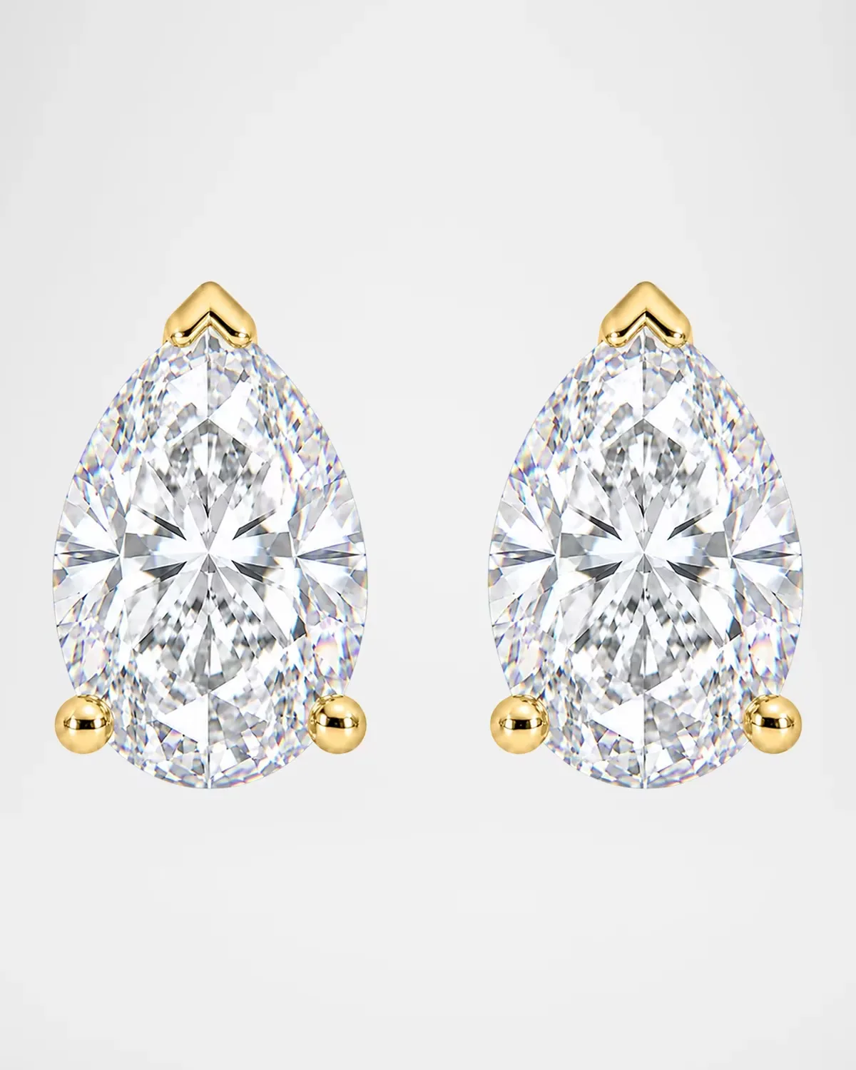 Lab-Grown Diamond 18K Yellow Gold Pear Stud Earrings, 3.0tcw by Lab Grown Diamonds