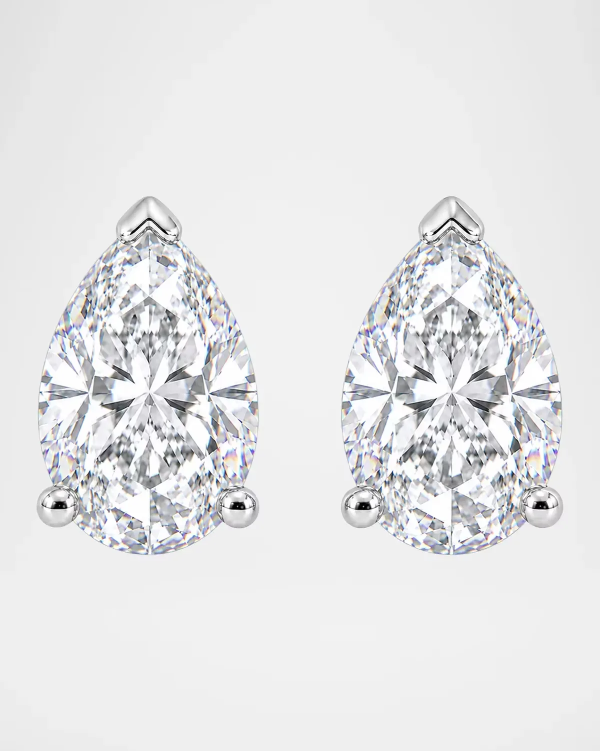Lab-Grown Diamond 18K White Gold Pear Stud Earrings, 4.0tcw by Lab Grown Diamonds