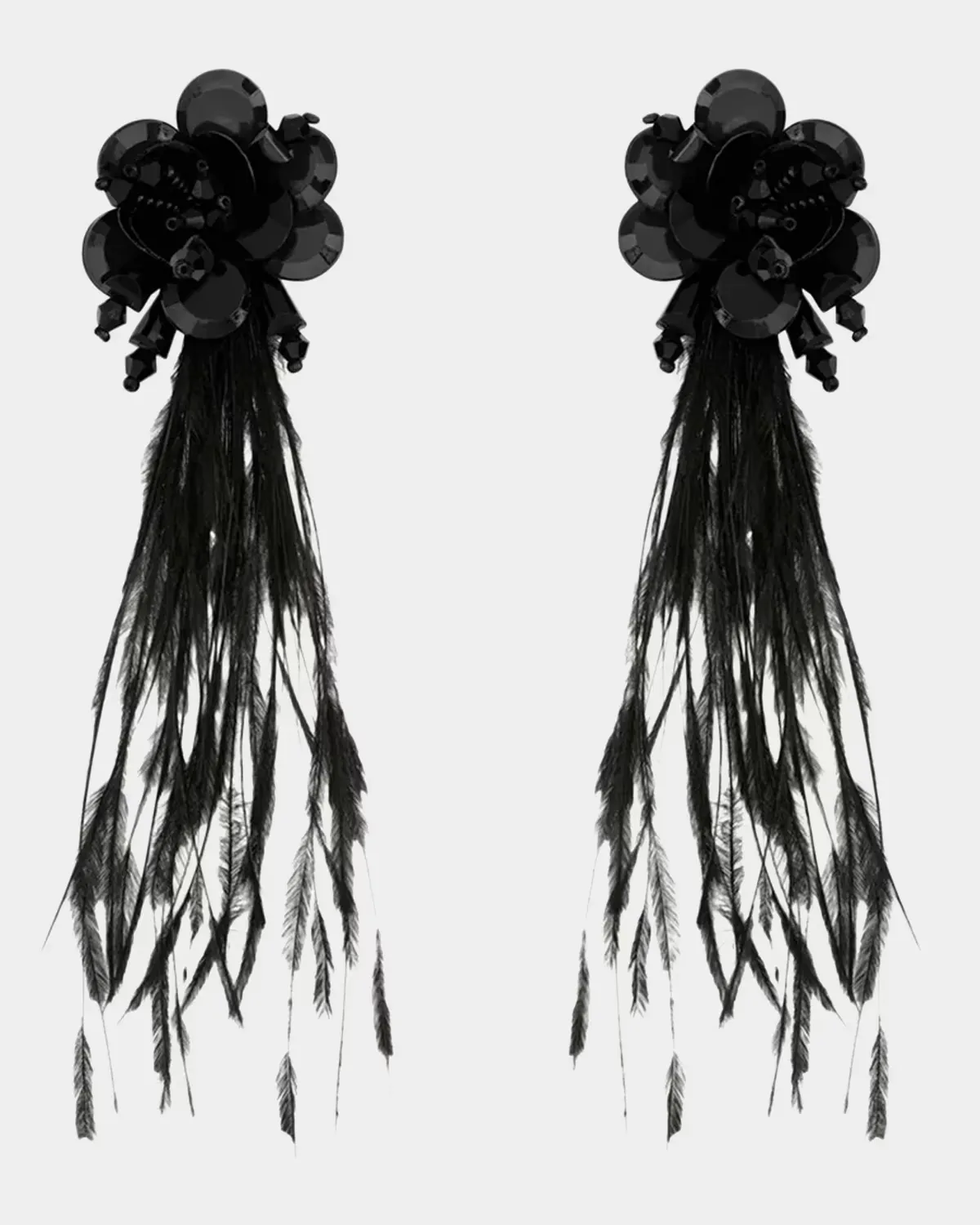 Feather Fringe Earrings by Oscar de la Renta
