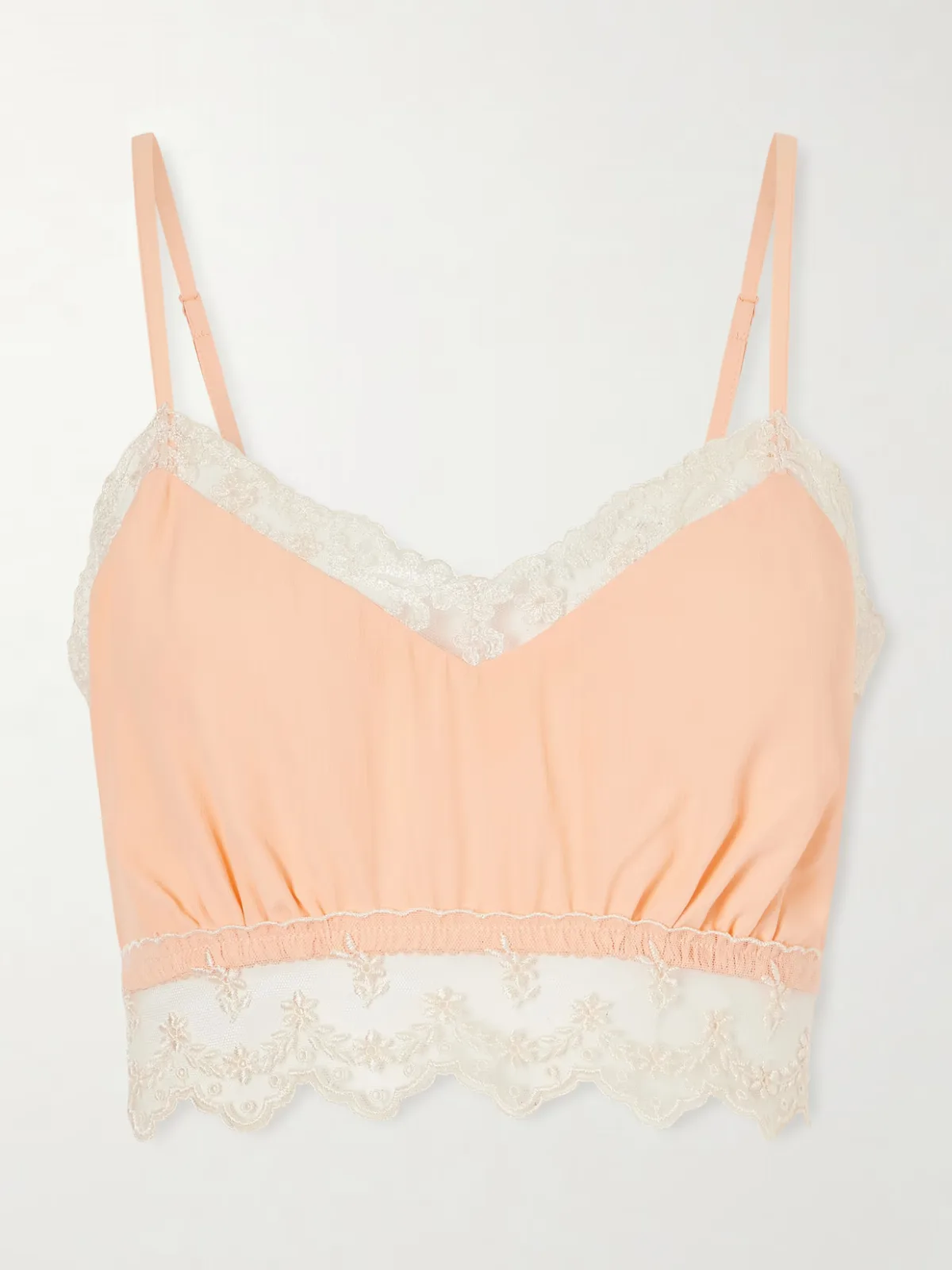 - Lace-trimmed Crepe De Chine Bralette - by Simone Rocha