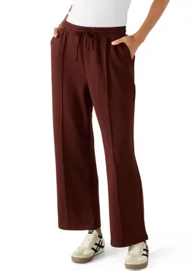 Wide Leg Knit Pants with Pin Tucks