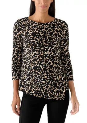 Leopard Asymmetric Button Top by Anne Klein