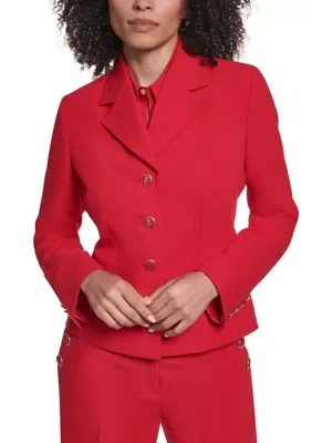 Cropped Button Front Lapel Jacket by Karl Lagerfeld